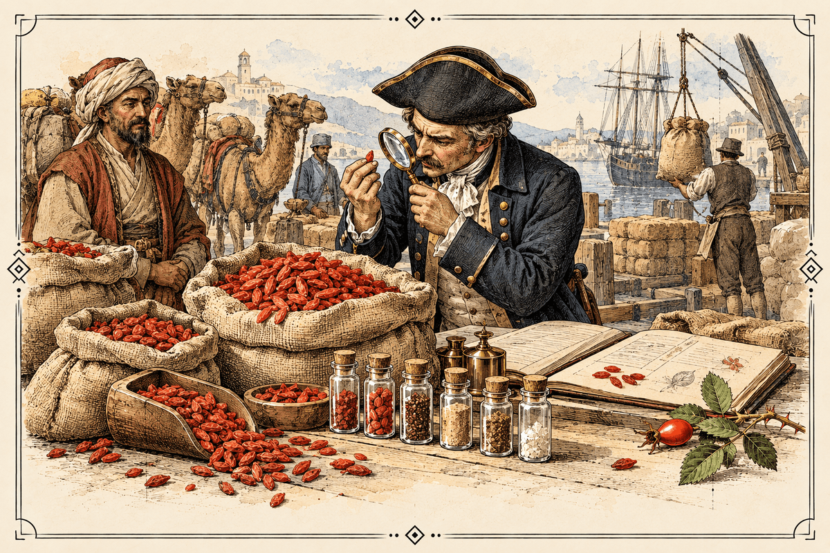 Inspection à la douane de sacs de baies de goji séchées